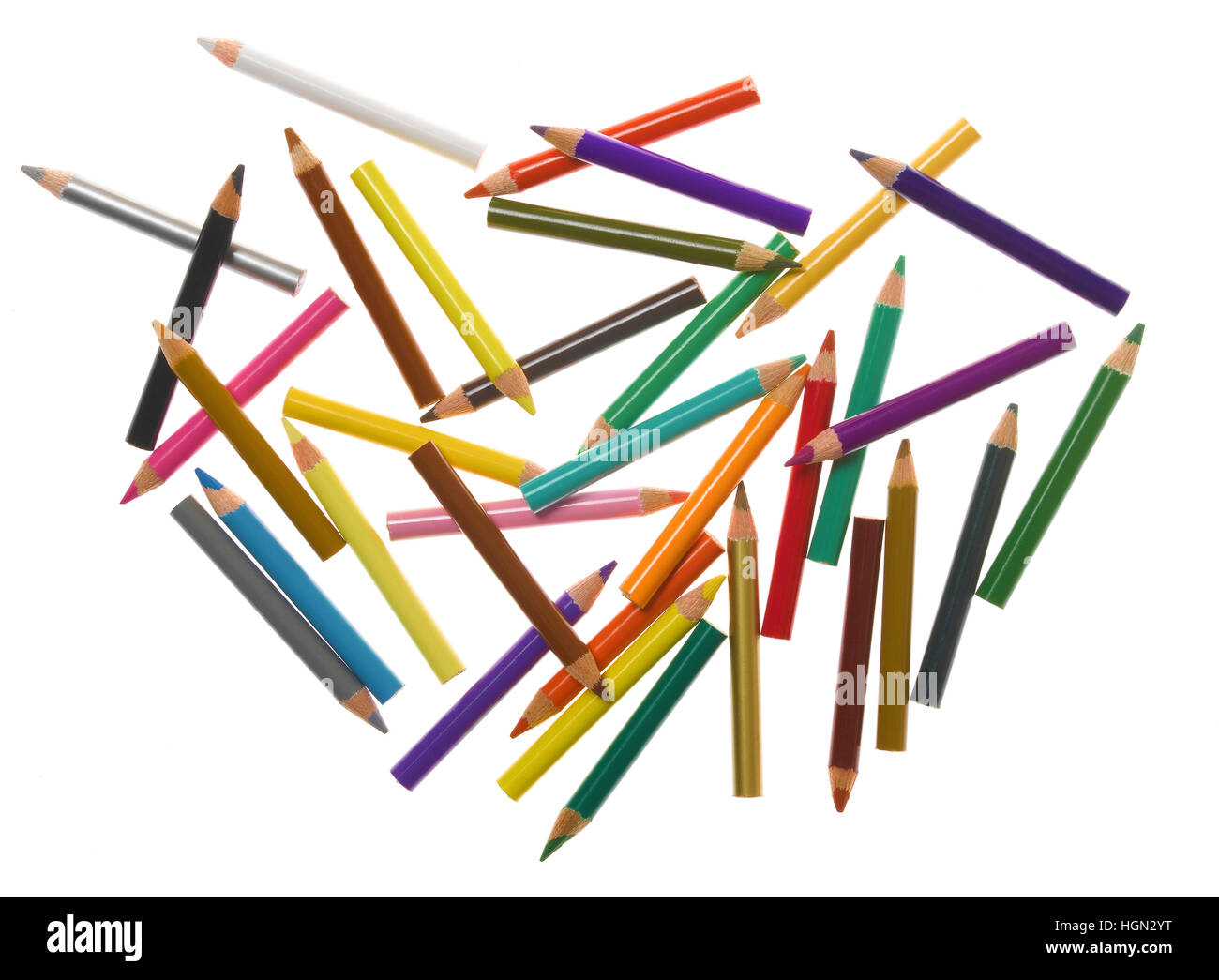 Multi-Color-Bleistifte isoliert auf weißem Hintergrund Stockfoto