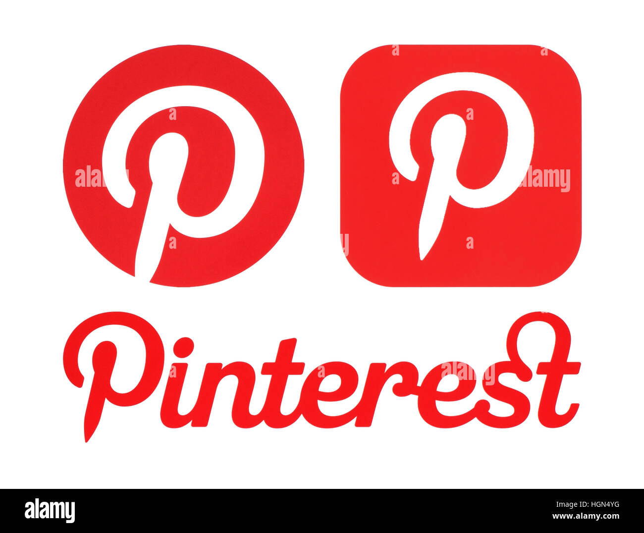 Kiew, Ukraine - 30. Mai 2016: Pinterest Logos auf weißem Papier gedruckt. Pinterest ist Foto-sharing-Website. Stockfoto