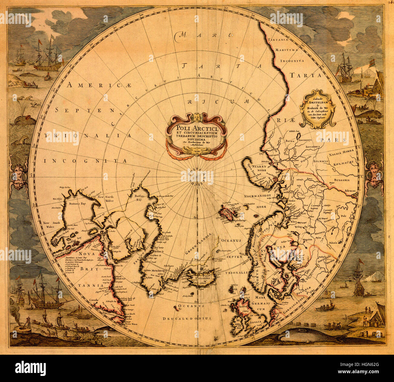 Karte der Arktis 1676 Stockfoto