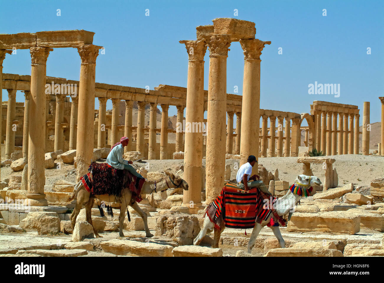 Syrien die große Kolonnade der Stadt Palmyra Stockfoto