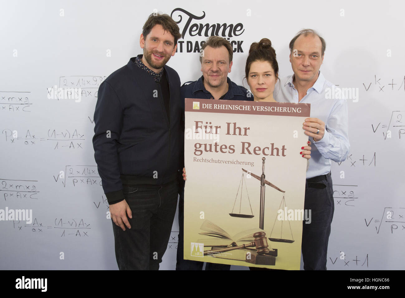 Akteure, die Förderung der neuen Serie "Frau Temme Sucht Das Glueck" auf Seite Hotel Featuring: Sebastian Schwarz, Ronald Kukulies, Meike Droste, Martin Brambach Where: Hamburg, Deutschland bei: 9. Dezember 2016 Stockfoto