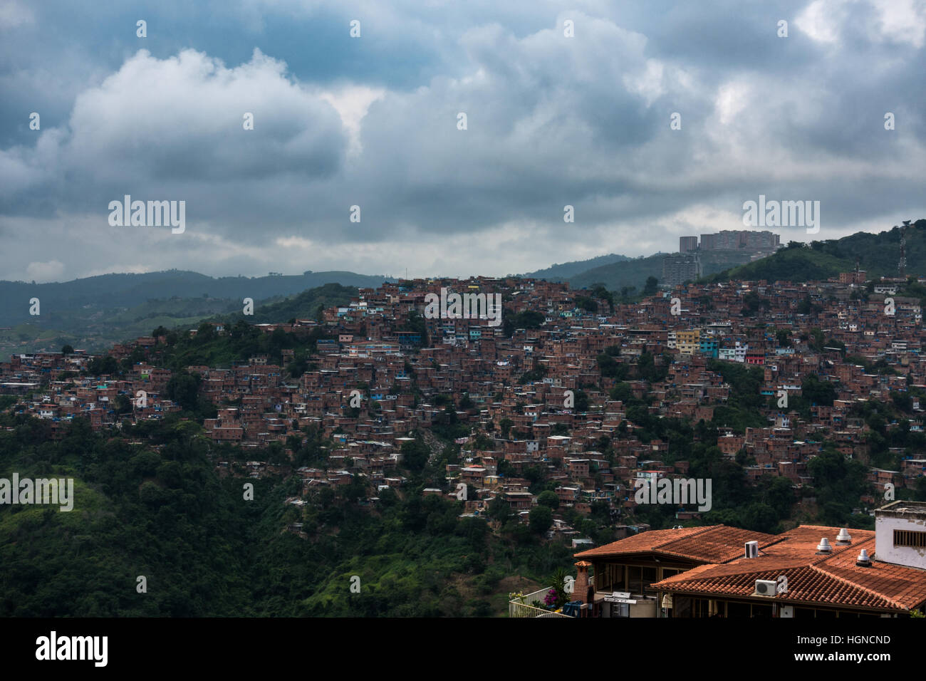 Barrios, Slums von Caracas am Hang, Caracas, Venezuela Stockfoto