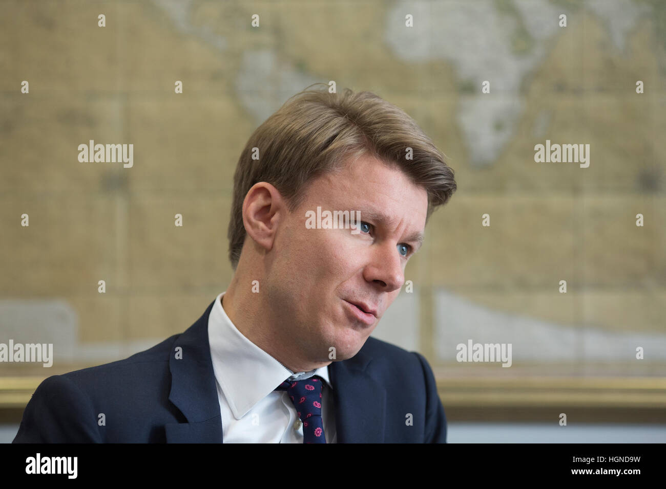 Jonas Wikmark, nordischen Kopf M & a, Firmenkundengeschäft bei J P Morgan, Canary Wharf, London, England, UK Stockfoto