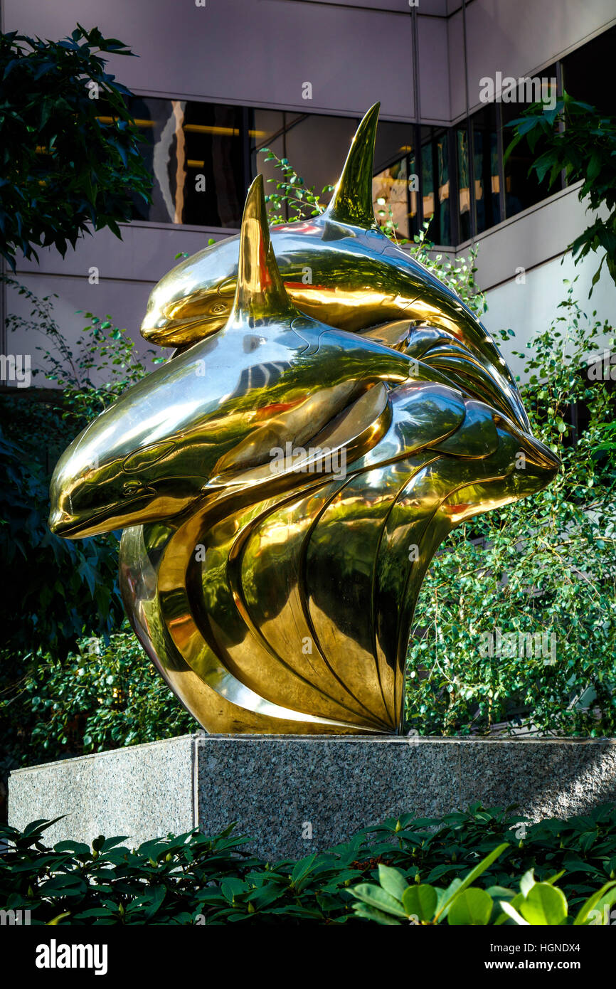 Die Pod, skulpturale Kunst außerhalb der Scotiabank in Vancouver, British Columbia, Kanada. Stockfoto