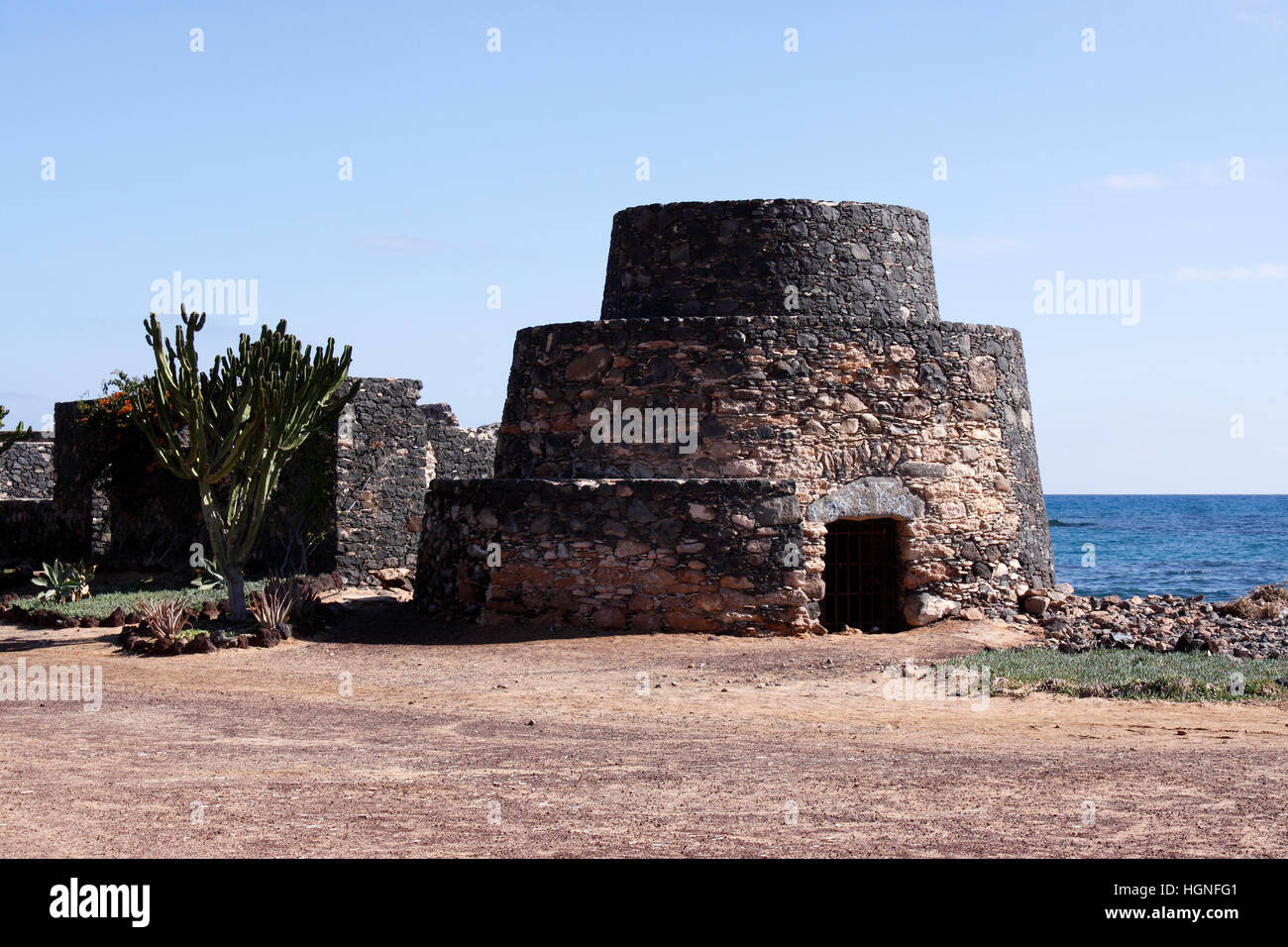 HISTORISCHE Festungen in CALETA de FUSTE. KANARISCHEN INSEL FUERTEVENTURA. Stockfoto