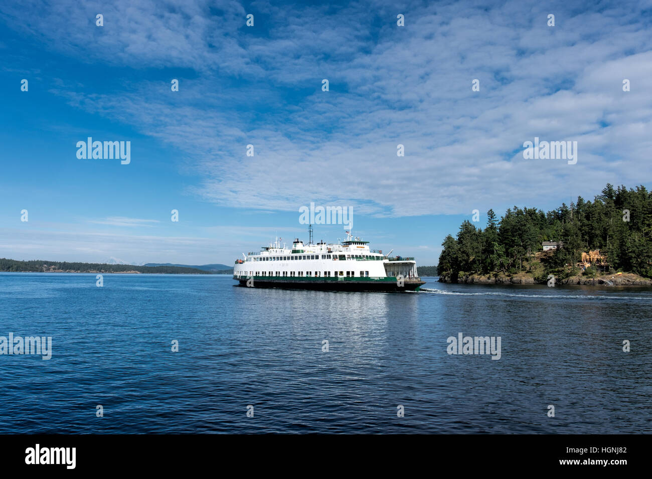 Der Washington State Ferry Service läuft zehn Routen mit 20 Klemmen um Puget Sound und in den San Juan Islands. Stockfoto