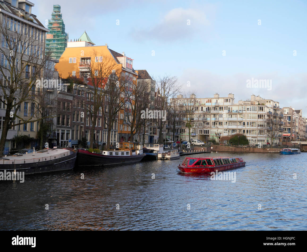 Grachten in Amsterdam, Central, Niederlande, Januar 2017 Stockfoto