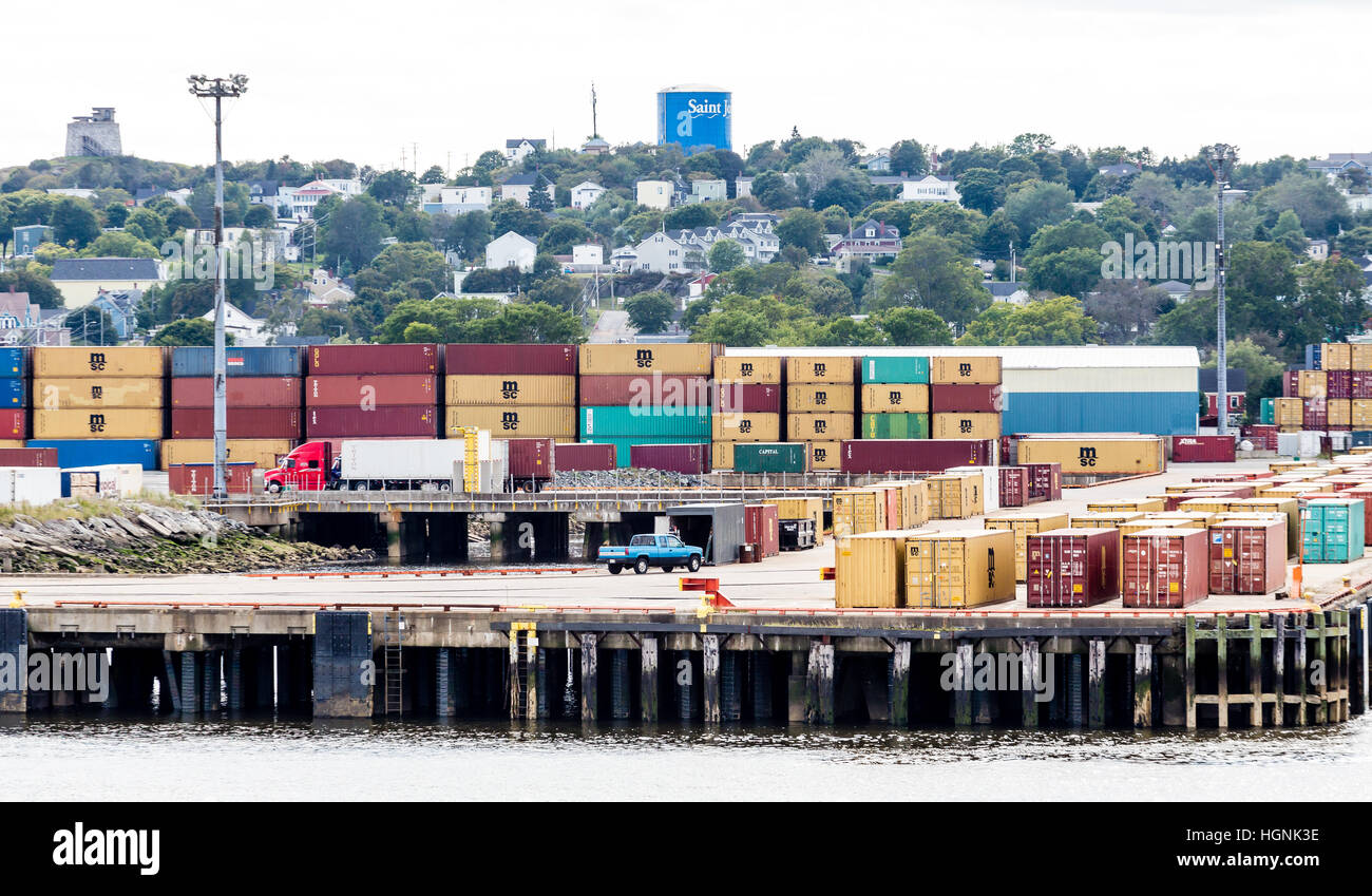 Fracht-Dock in Saint John Stockfoto