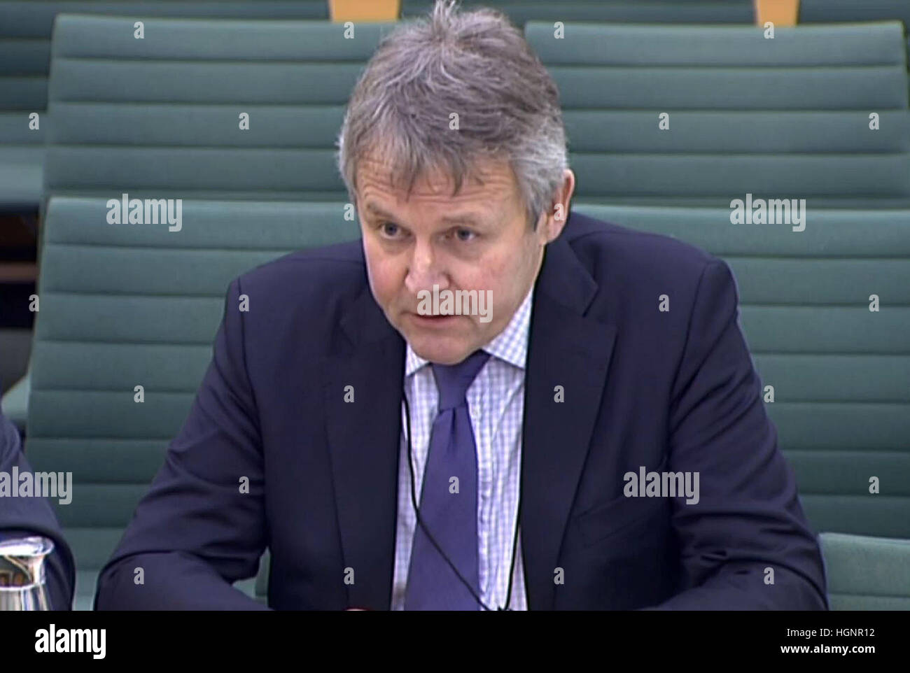 Barclay Bell, Präsident von Ulster Farmers Union zeugt, die Northern Ireland-Ausschusses im House Of Commons, London, über die Zukunft der irischen Grenze Post-austritt. Stockfoto