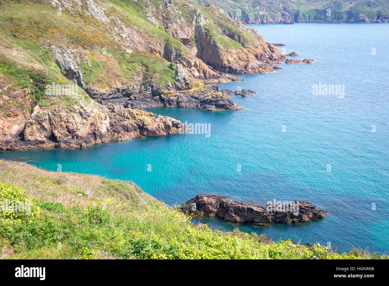 Klippen an der Südküste, Guernsey Stockfoto