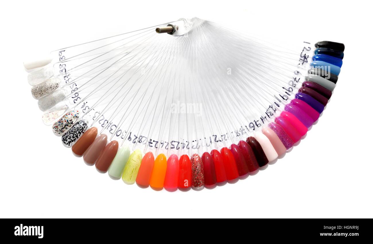 Ein Nagel Techniker Probe Nagel Farbfelder Stockfoto