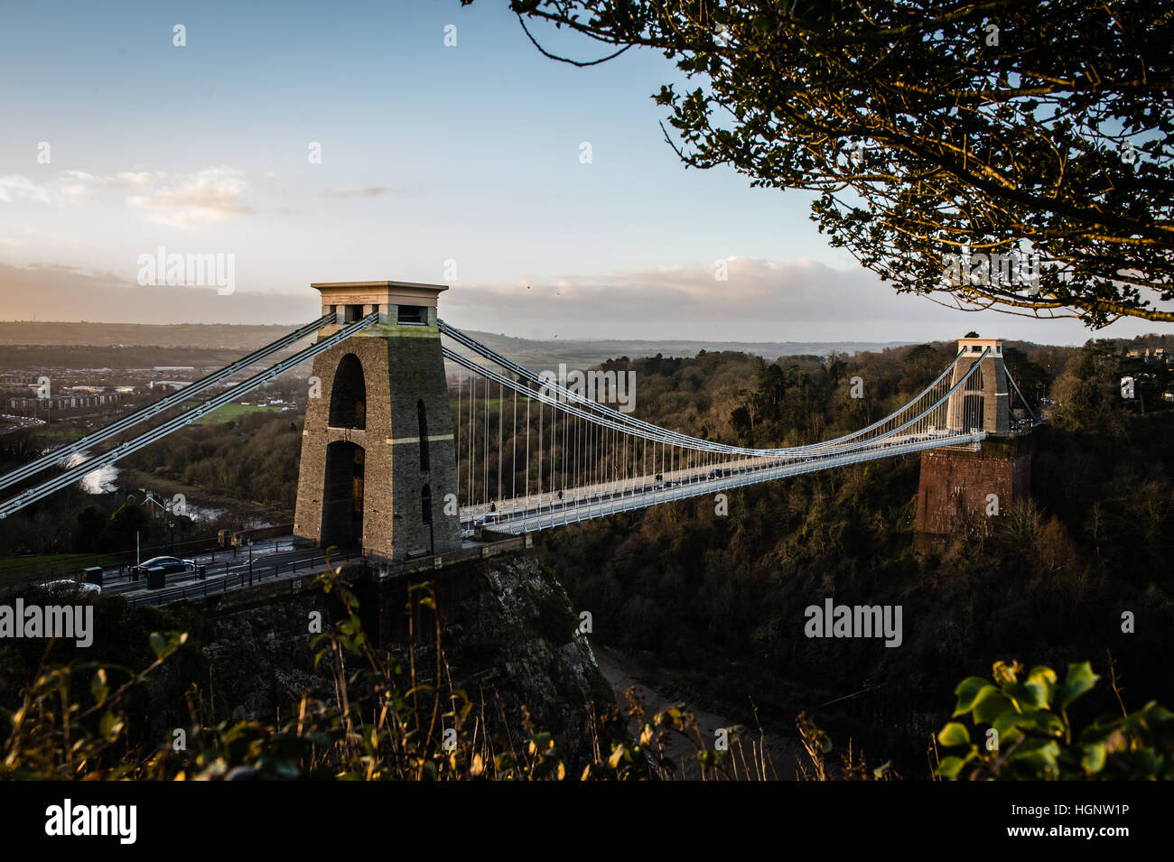 Clifton Suspension Bridge, Clifton Downs, Bristol. PRESSEVERBAND Foto. Bild Datum: Mittwoch, 11. Januar 2017. Bildnachweis sollte lauten: Ben Birchall/PA Wire Stockfoto