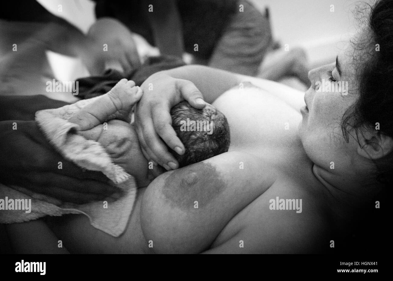 ZU HAUSE GEBÄREN Stockfoto