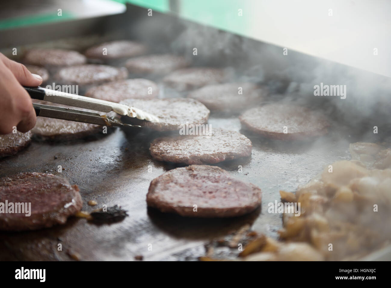 Hamburger in einem Take entfernt stand. Stockfoto