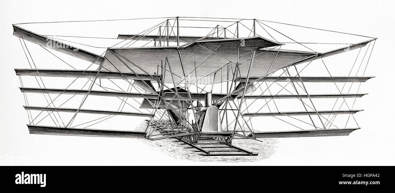 Sir Hiram Maxim Flugmaschine, c1894.    Aus Meyers Lexikon veröffentlicht 1924. Stockfoto