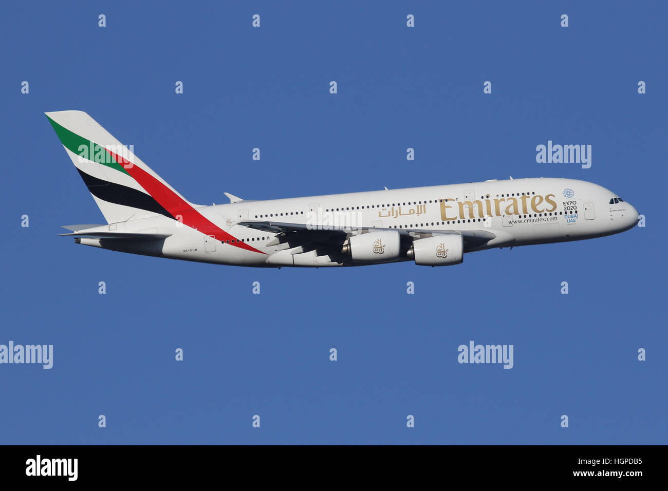 EMIRATES A380 Stockfoto