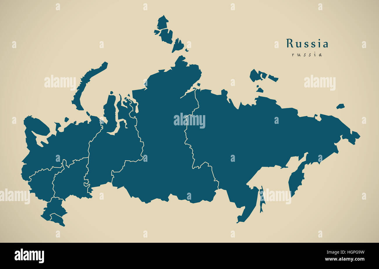 Moderne Karte - Russland mit Staaten RU illustration Stockfoto