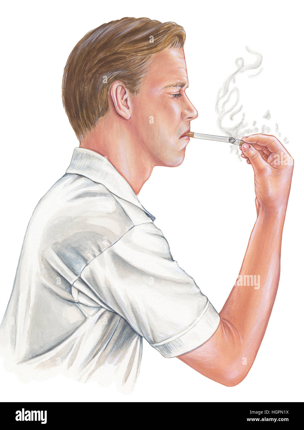 Rauchen - Mann aus einem anderen Zigarette aufleuchten Stockfoto
