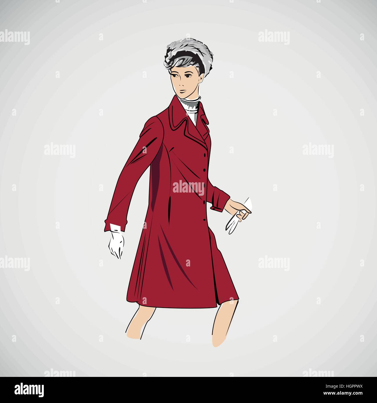 Vector Skizze Mädchen in Mode Kleidung eps Stock Vektor