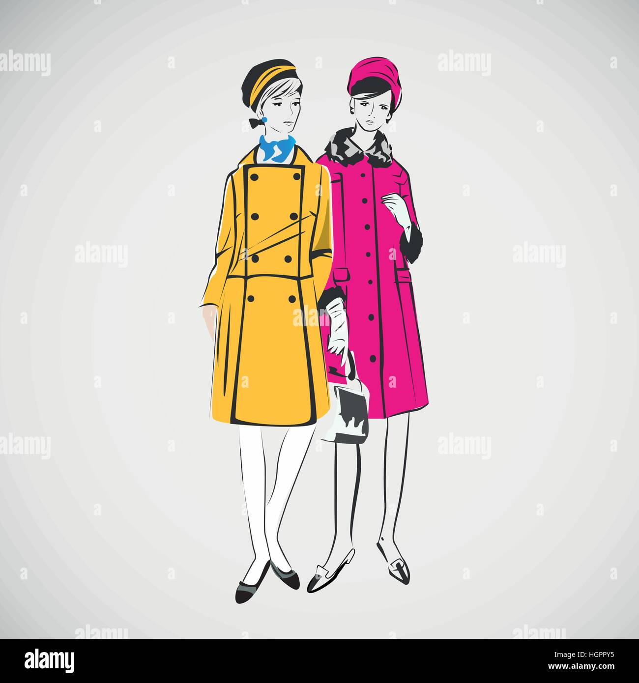 Vector Skizze Mädchen in Mode Kleidung eps Stock Vektor