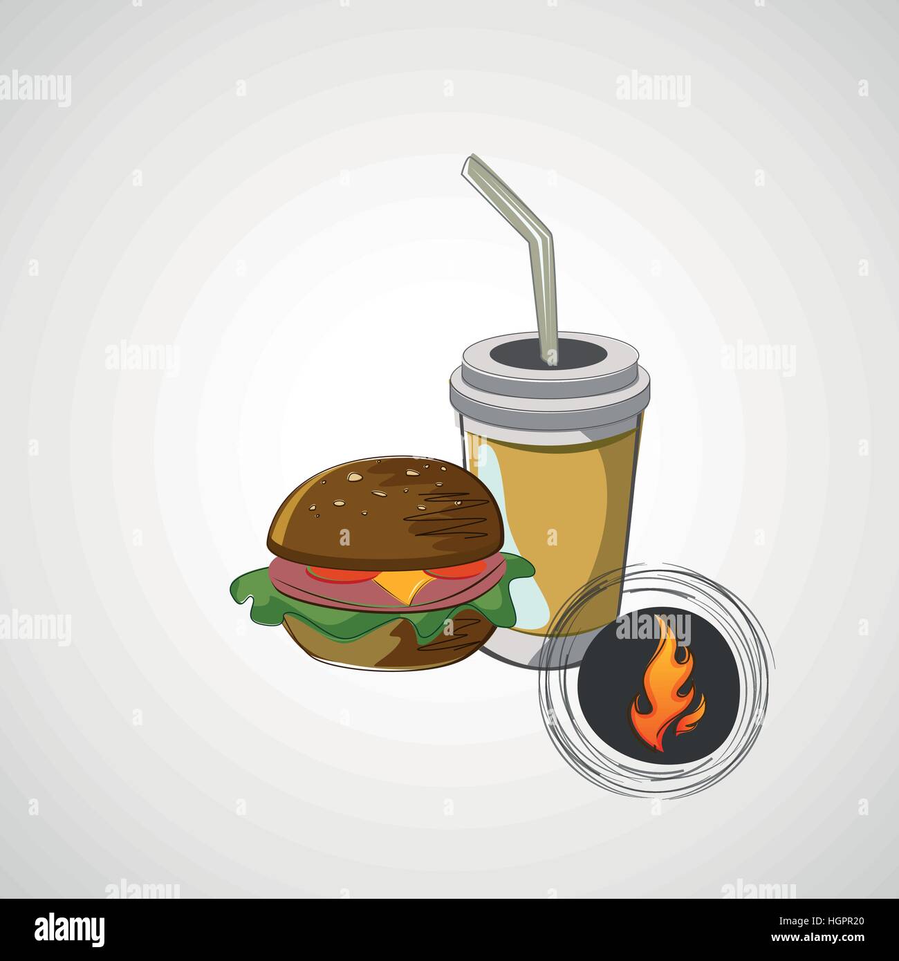Vektor Icon von Fast-Food-Sandwich und ein Getränk Stock Vektor