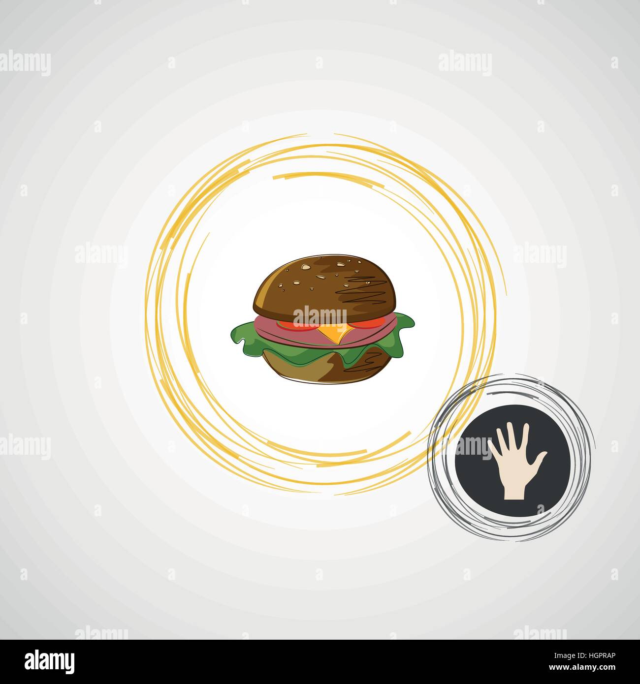 Skizzieren Sie saftig und lecker Burger. Vektor icon Stock Vektor