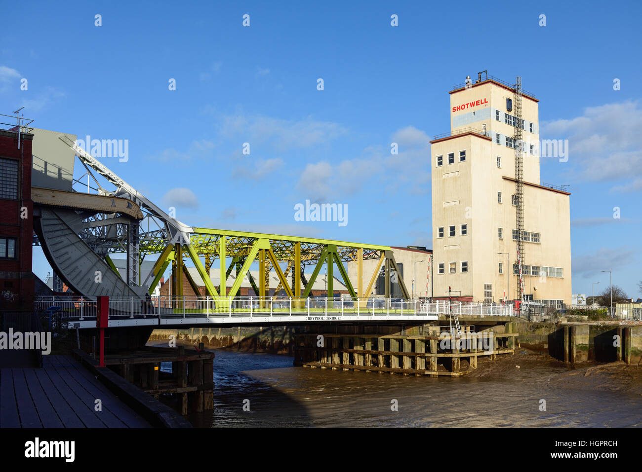 Kingston-Upon-Hull, Ost Riding of Yorkshire, Vereinigtes Königreich. Drypool Brücke über den Fluss Rumpf. Stockfoto