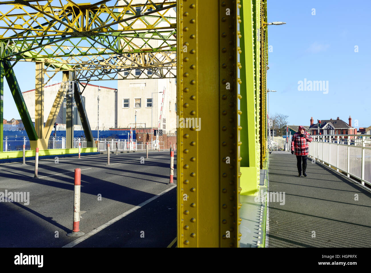 Kingston-Upon-Hull, Ost Riding of Yorkshire, Vereinigtes Königreich. Drypool Brücke über den Fluss Rumpf. Stockfoto