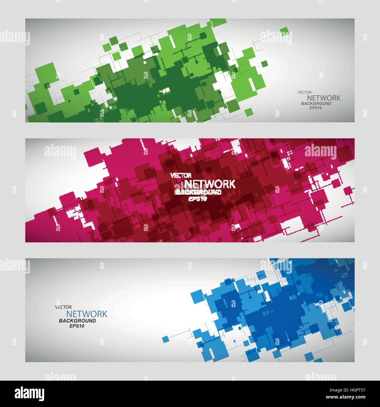 Drei Vektor-Banner mit abstrakten farbigen Formen Stock Vektor