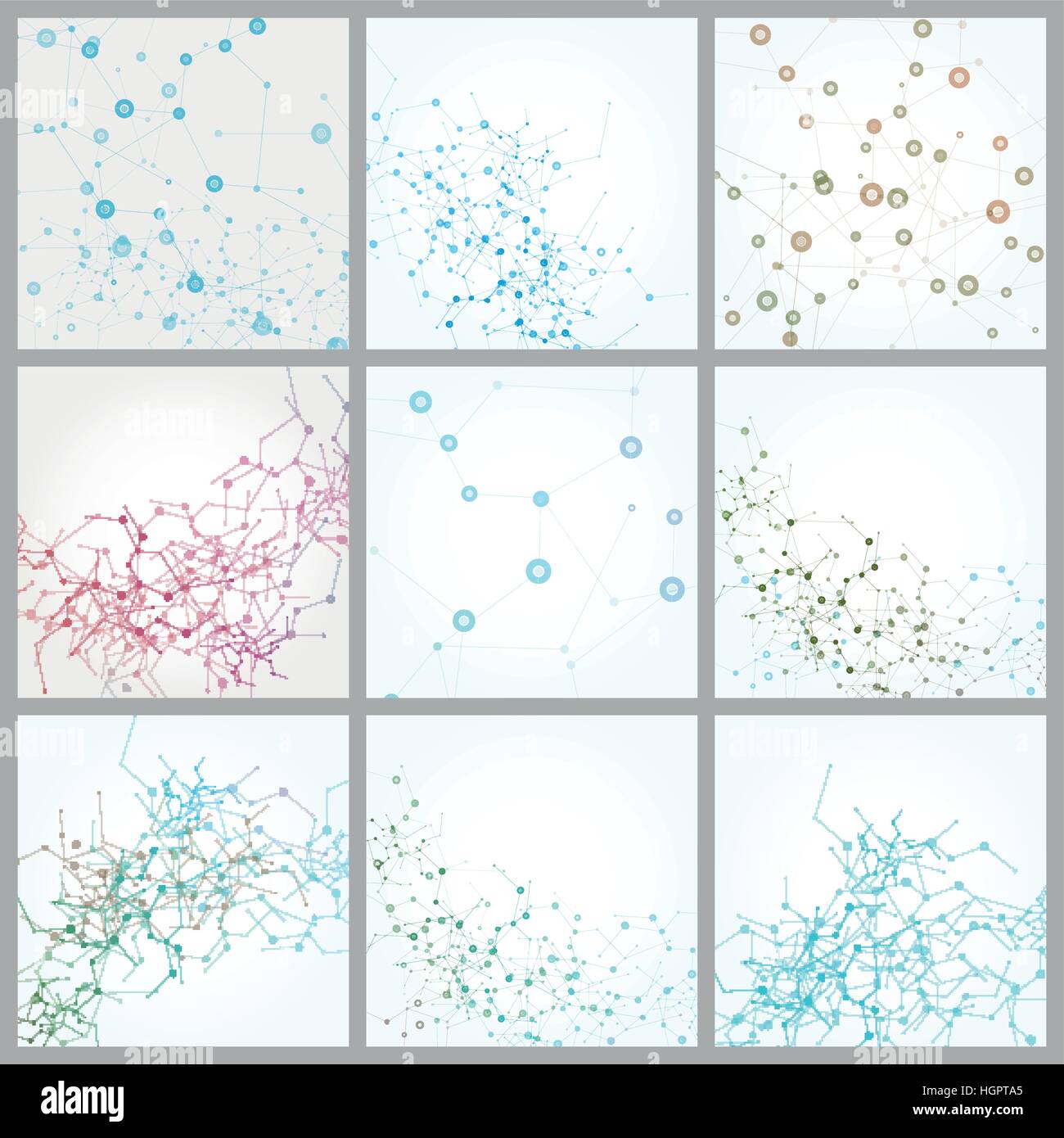 Vektor-Farbe-Netzwerkverbindung und DNA-atom Stock Vektor
