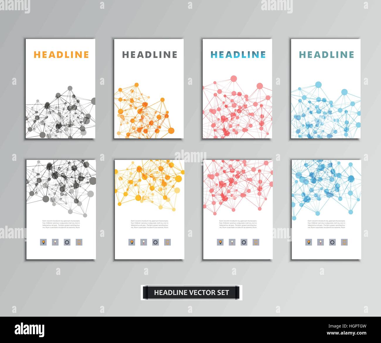 Satz von Vektorgrafiken mit molekularen Hintergrund Stock Vektor