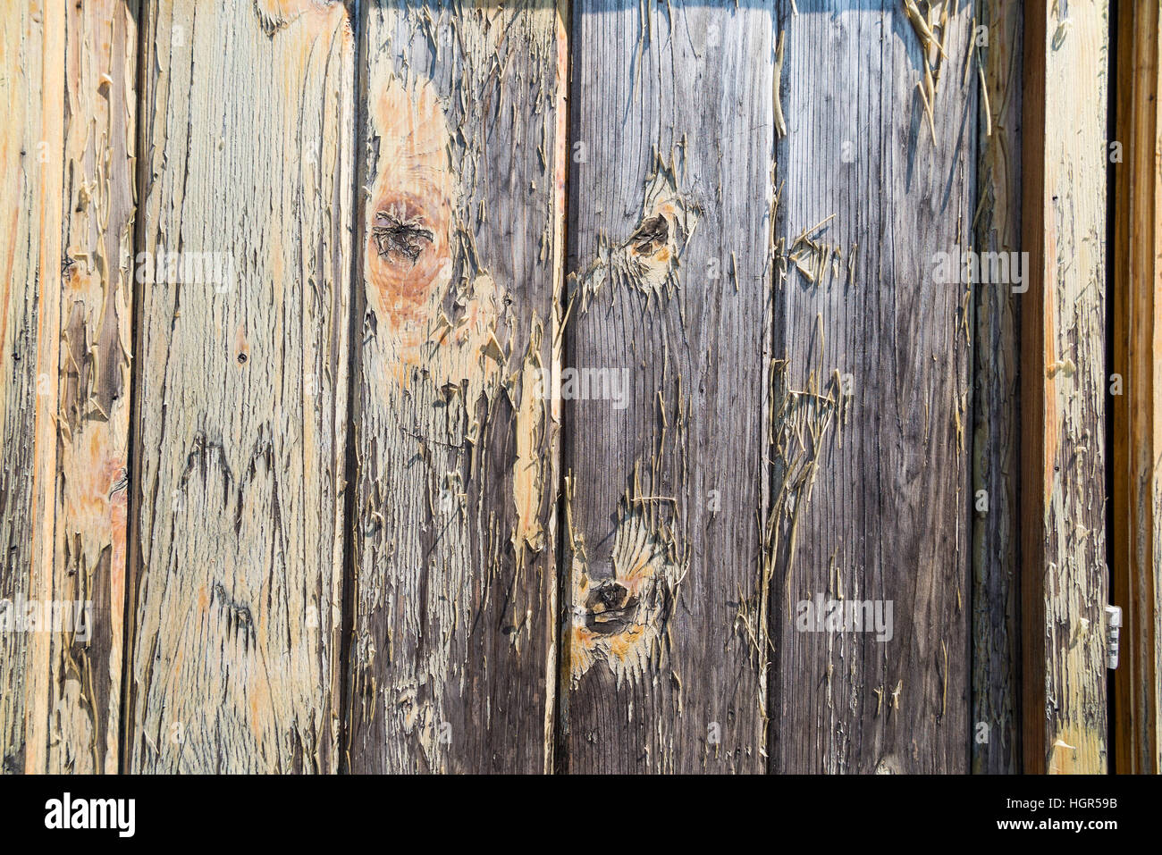 Alten Holzplatten mit Farbe abplatzt Stockfoto