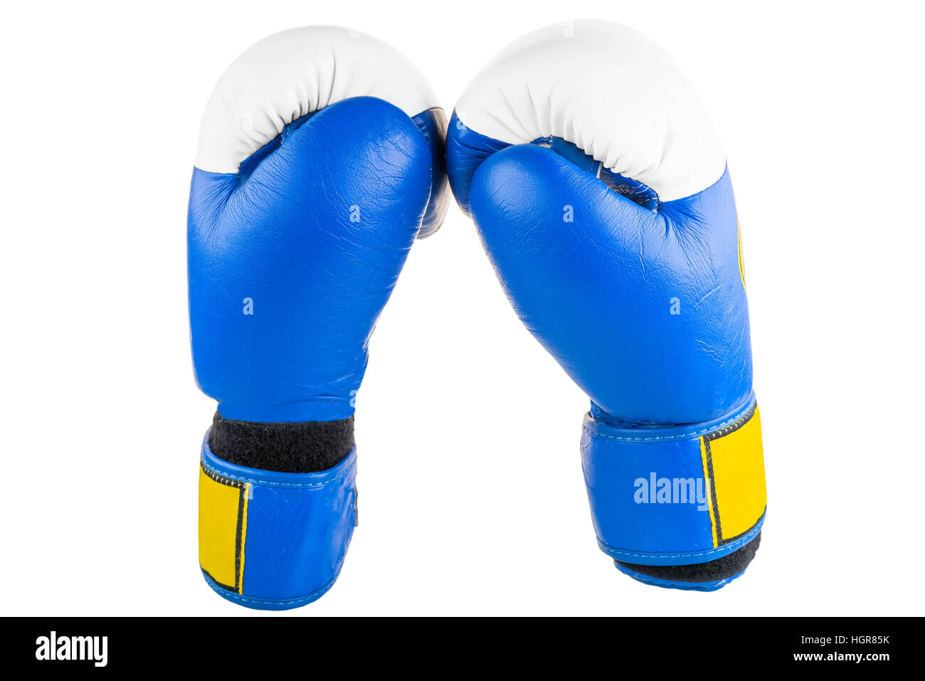 Zwei Boxhandschuhe auf einem weißen Hintergrund isoliert Stockfoto