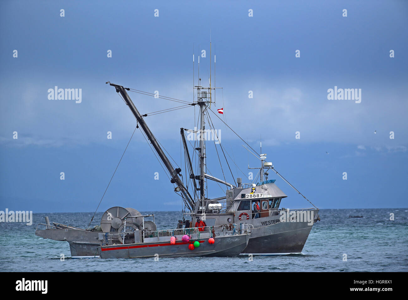Afully manipuliert Canadian Hering Fischerboot komplett mit Ausschreibung bereit für den Beginn der Saison. Stockfoto
