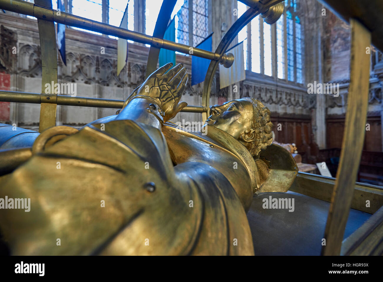 Die Stiftskirche St. Mary ist eine anglikanische Pfarrkirche in der Stadt Warwick, England Stockfoto