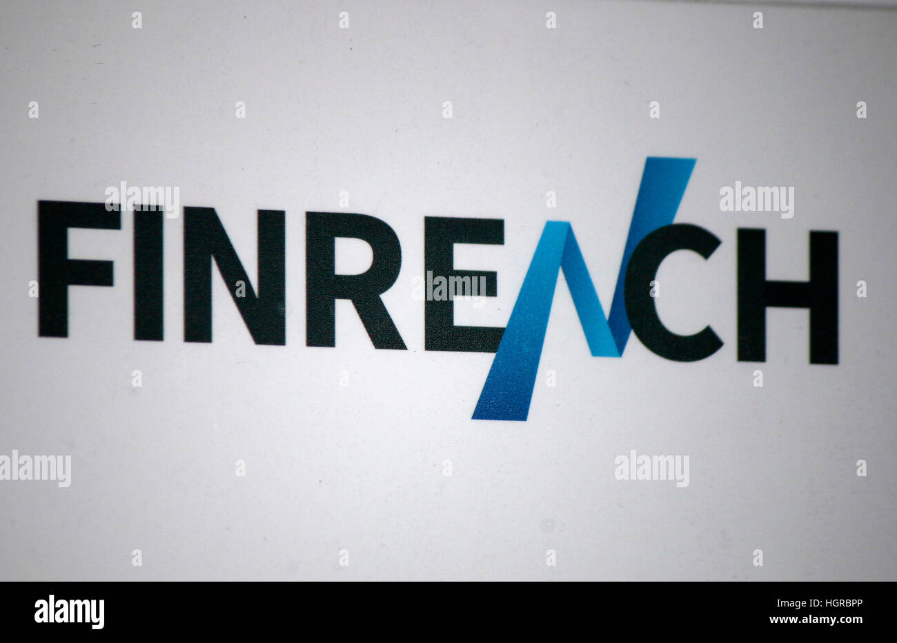 Das Logo der Marke "Finreach", Berlin. Stockfoto