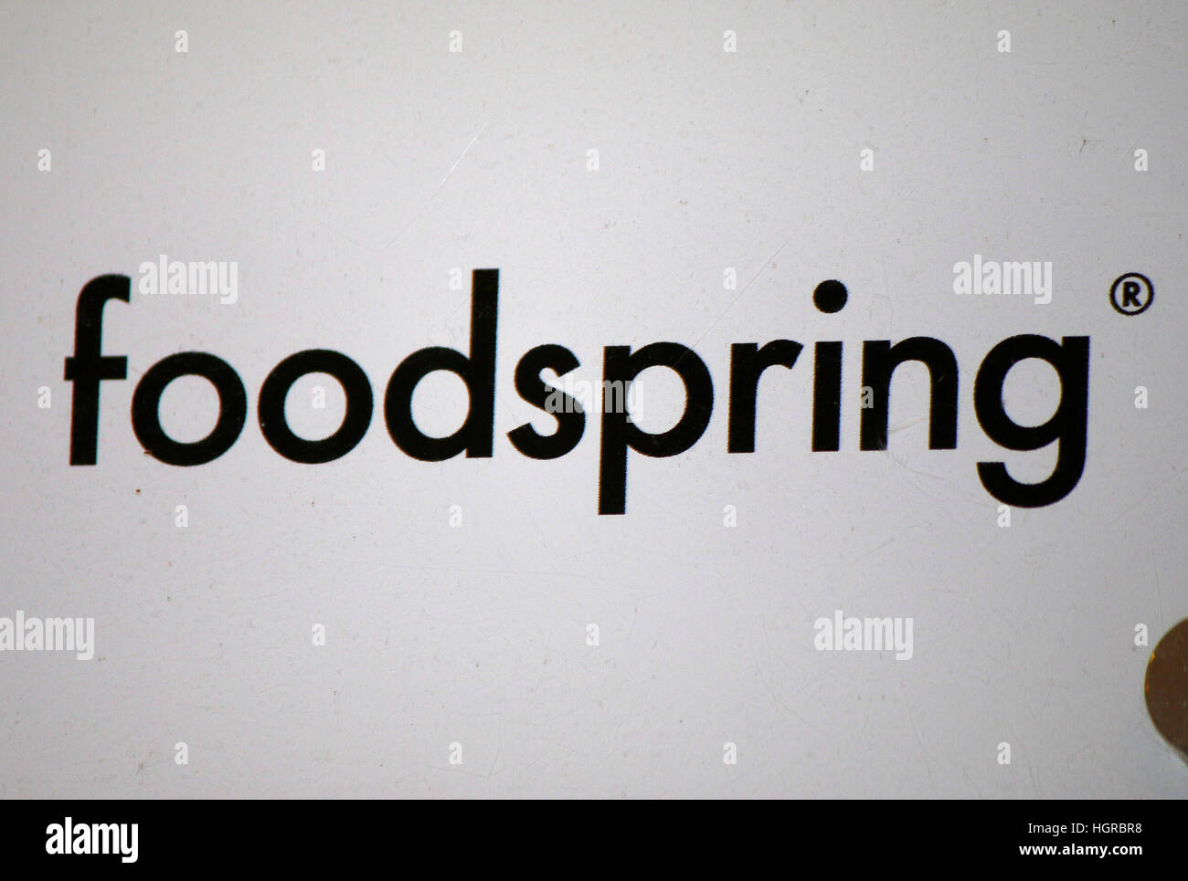 Das Logo der Marke "Foodspring", Berlin. Stockfoto