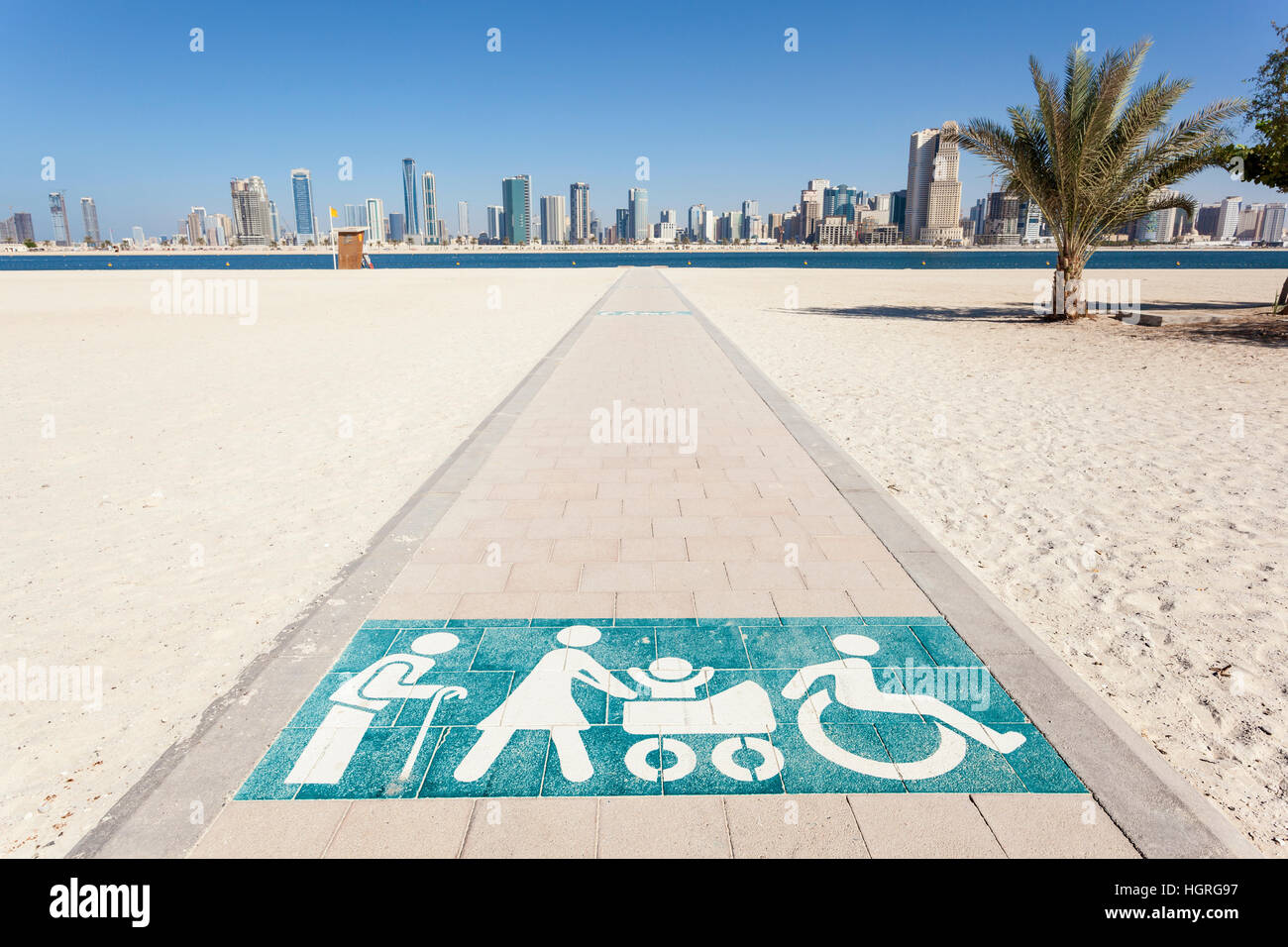 Al Mamzar Beach in Dubai, Vereinigte Arabische Emirate Stockfoto