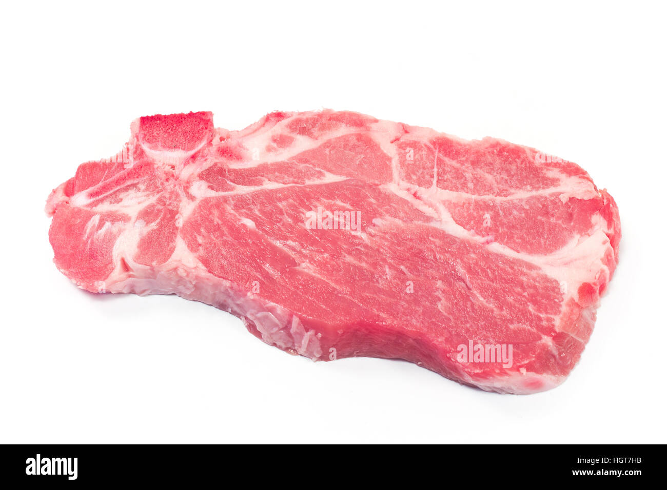 Hals Chop Schweinefleisch isoliert auf weiss Stockfoto