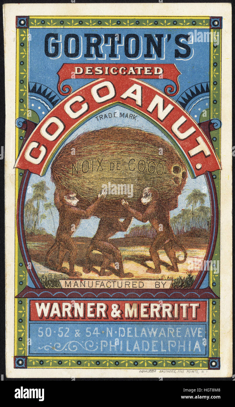 Gorton es ausgetrocknet Cocoanut [Front] - Lebensmittel-Handel-Karte Stockfoto