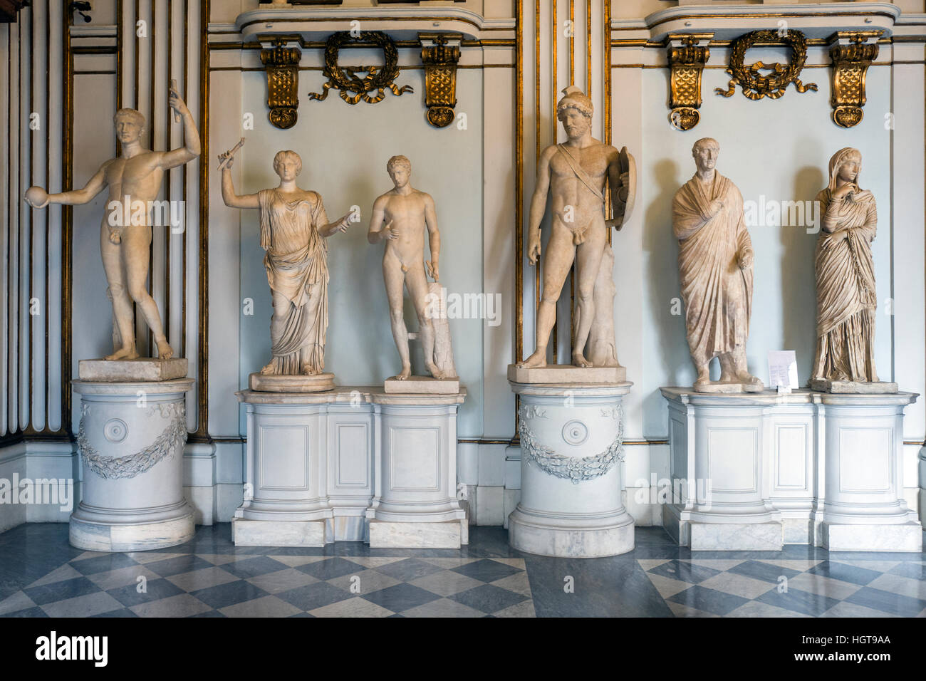 römische Kunst im Kaiser-Saal ausgestellt im Kapitolinischen Museum in Rom Stockfoto