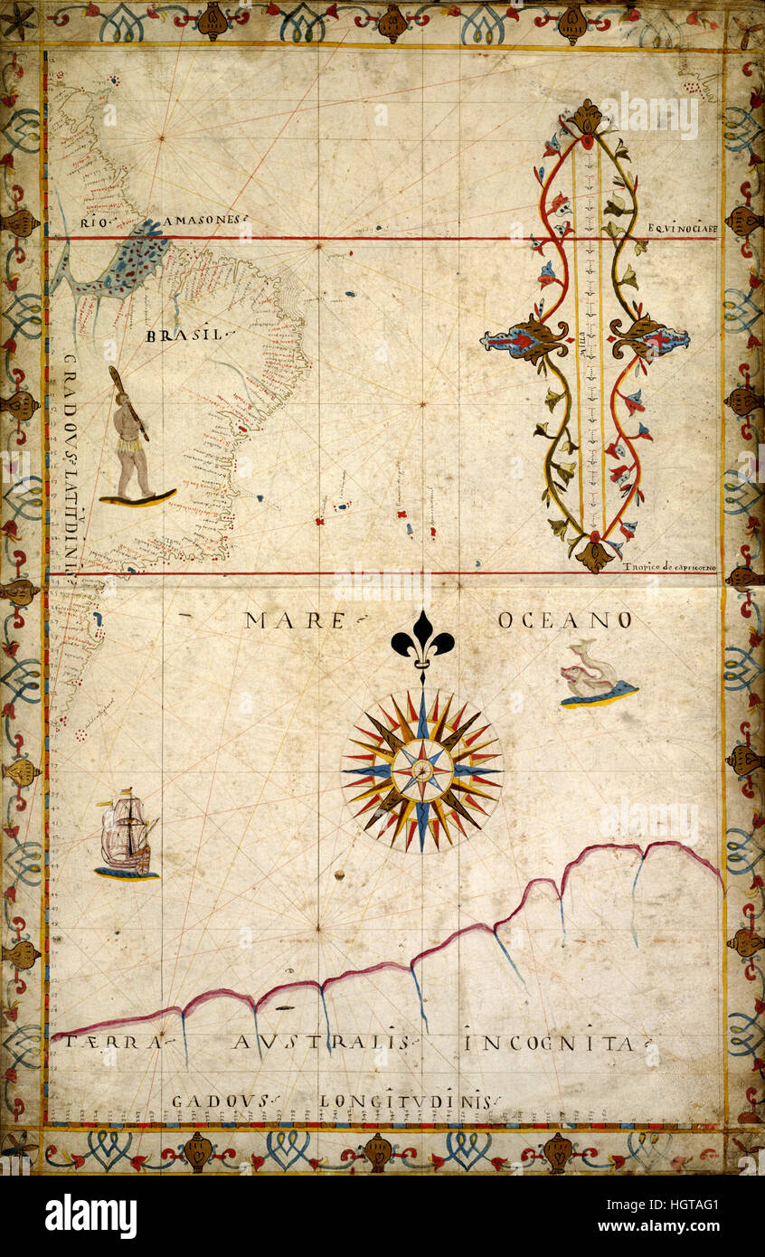 Karte von Brasilien 1620 Stockfoto