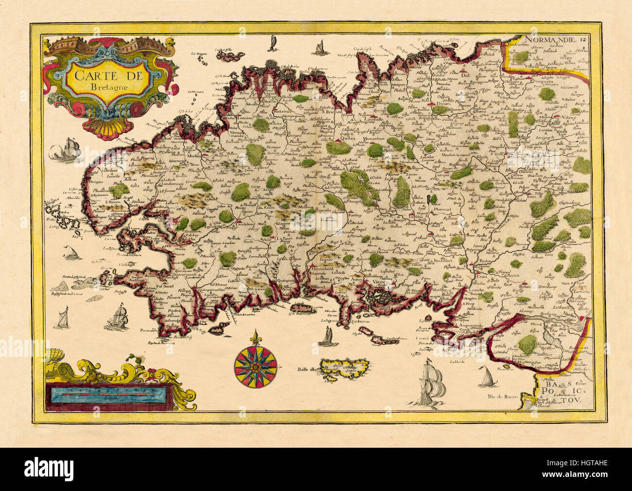 Karte der Bretagne 1634 Stockfotografie Alamy
