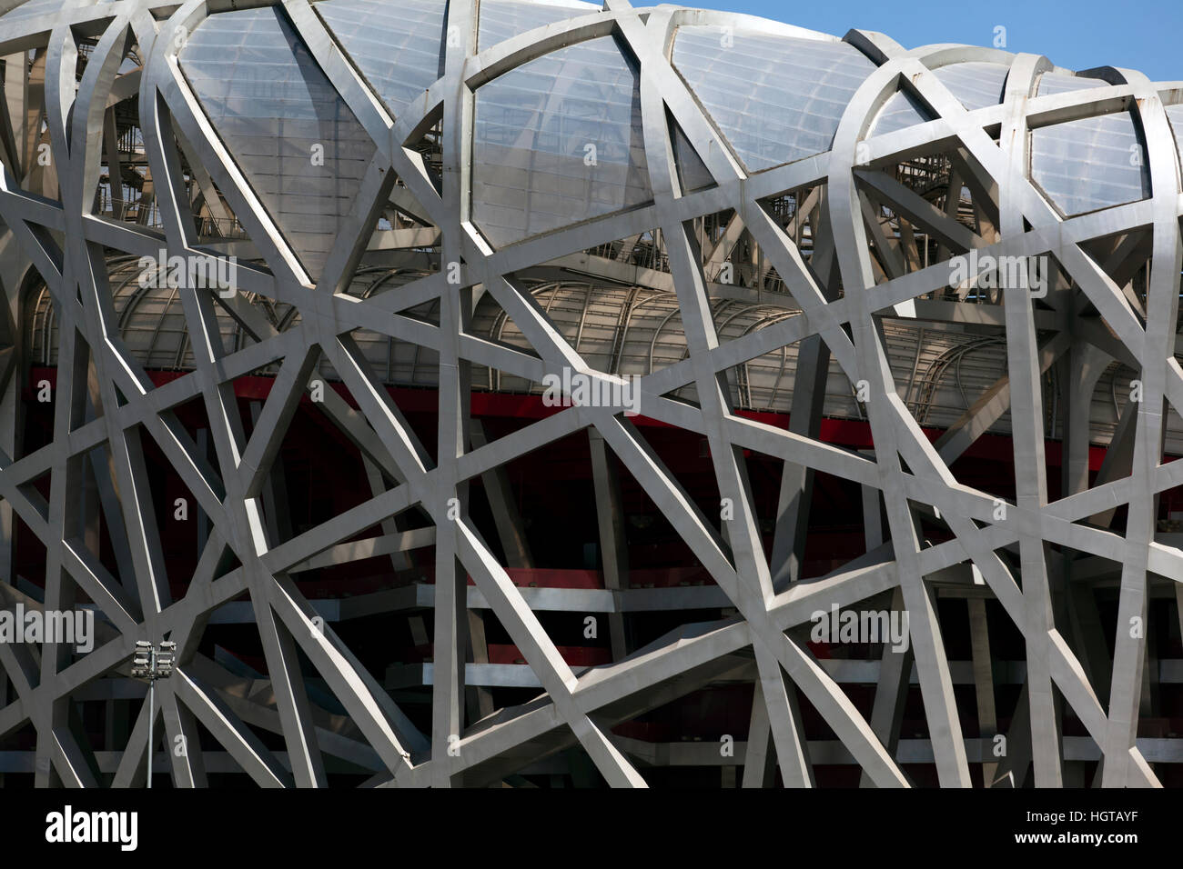 Ein Detail des Vogels Vogelnest-Stadion in der Beijing Sommer 2008 Olympischen Spiele in China verwendet Stockfoto