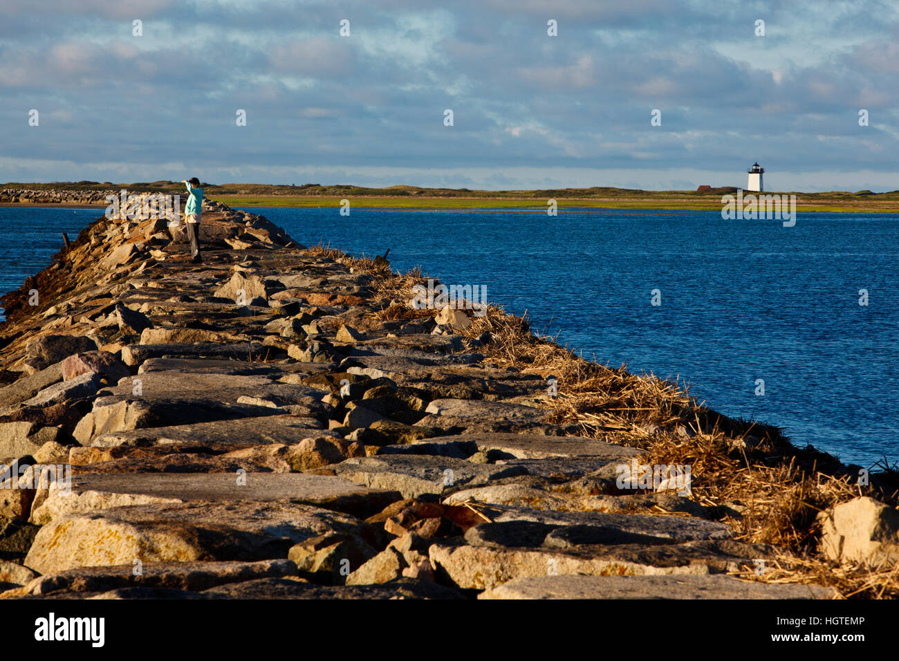 Ein Wellenbrecher in Provincetown, Massachusetts. Stockfoto