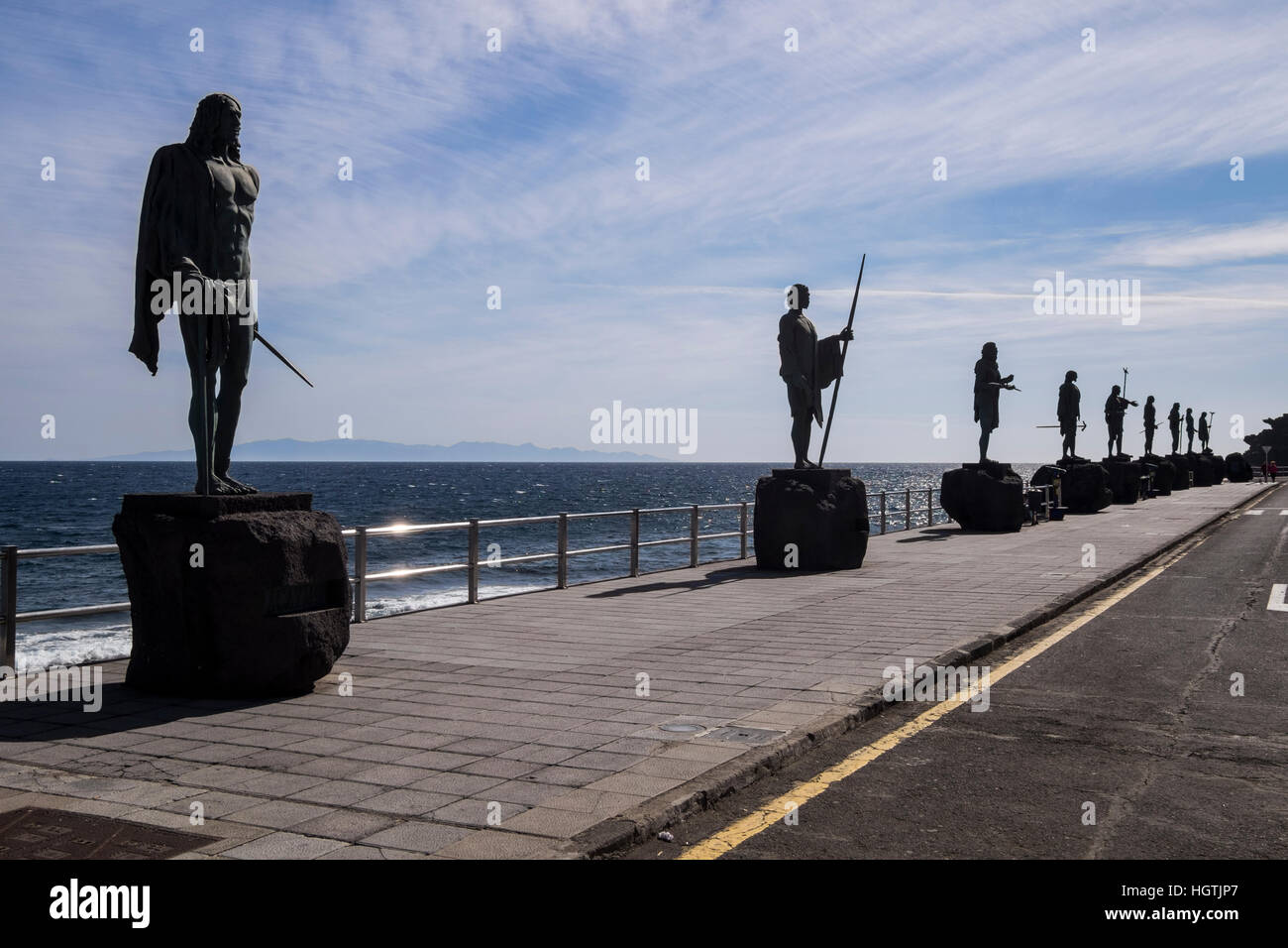 Mencey Statuen, Könige Guanchen in Candelaria, Teneriffa, Kanarische Inseln, Spanien Stockfoto