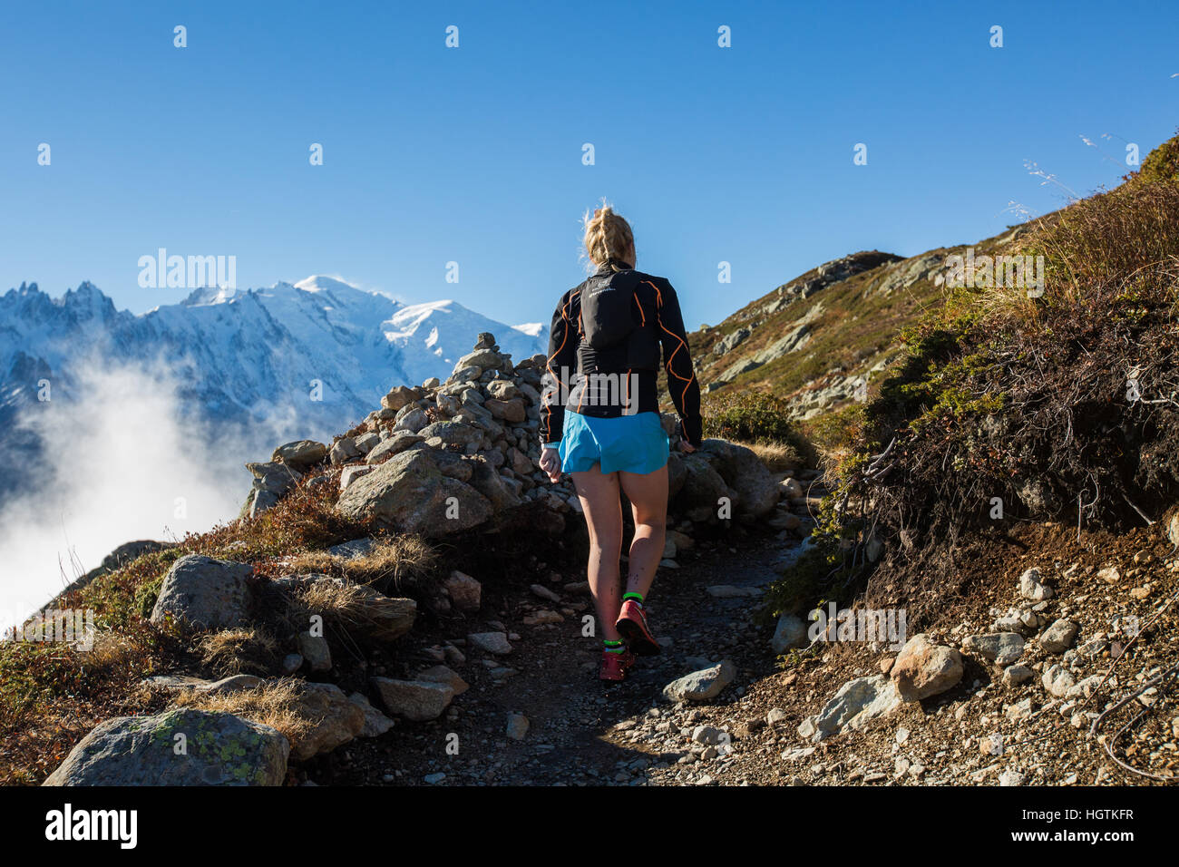 Trail-Running, Chamonix, Frankreich Stockfoto