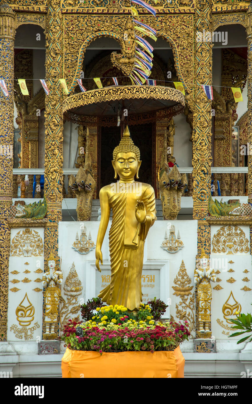 Buddha-Statue, Wat Bupparam, Chiang Mai, Thailand Stockfoto