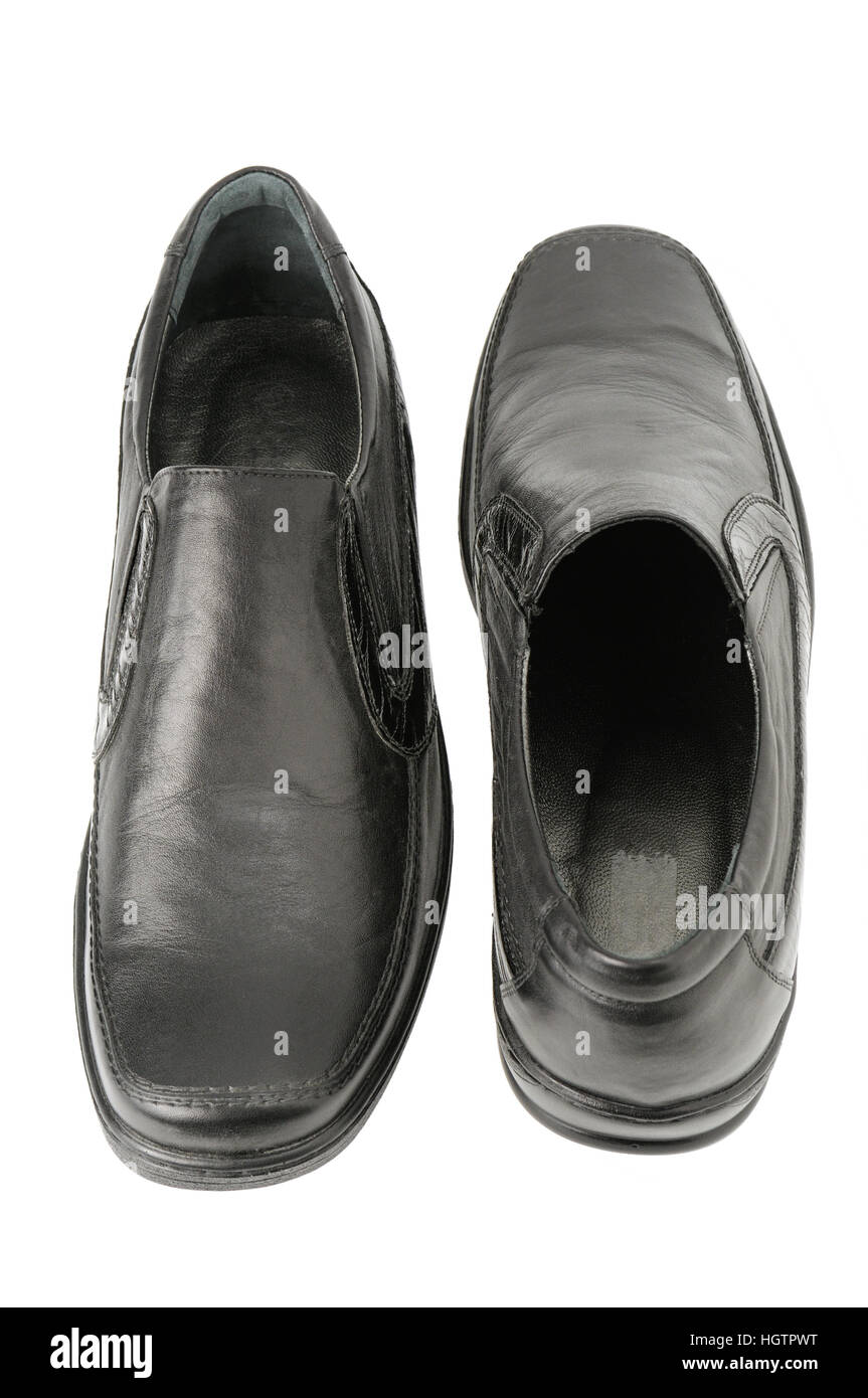 schwarze Schuhe, isoliert auf weiss Stockfoto