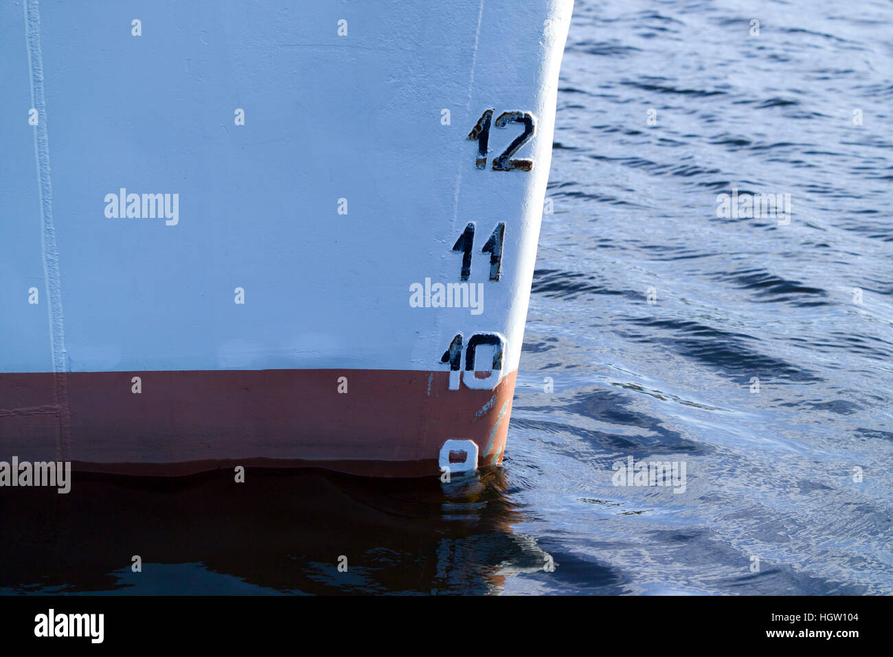 Schiffe-Bogen zeigt der Plimsoll Tiefenbegrenzer Stockfoto
